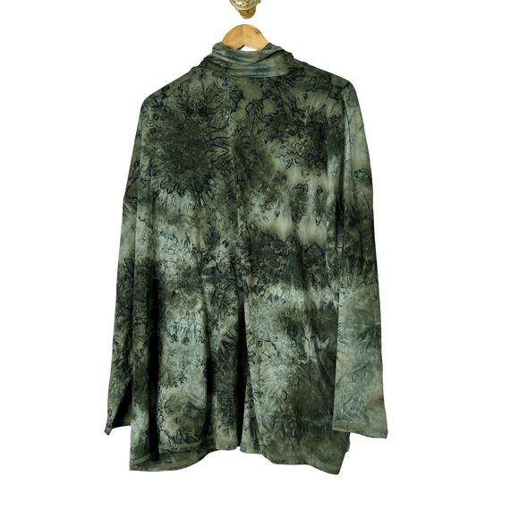 A566546 LOGO Lounge by Lori Goldstein Tie Dye Drop Shoulder Top Seaweed L - Picture 4 of 6